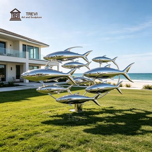 Escultura <span class=keywords><strong>de</strong></span> Pez <span class=keywords><strong>de</strong></span> Acero Inoxidable Grande para Jardín Exterior, Suministrada por el Fabricante TREVI, para Decoración <span class=keywords><strong>de</strong></span> Plazas Costeras - Product Image 5