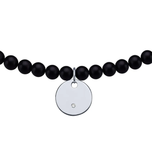Inspire Jewelry Nuevo diseño natural Pulsera táctil oscura de acero inoxidable Piedra negra y abalorio redondo Joyería de compromiso para unisex
