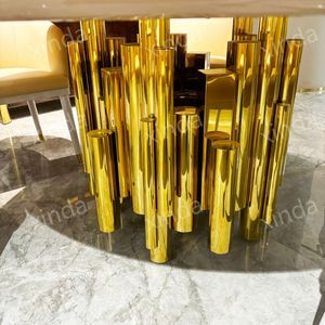 Cao cấp Ý thiên nhiên đá cẩm thạch hàng đầu Vòng bếp bảng thiết lập 6 ghế sang trọng bàn ăn thiết lập với 6 Ghế bàn ăn cho nhà bếp - Product Image 2