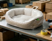 Lit pour animaux de compagnie portable, nid ovale, doublure en maille à bulles rafraîchissante, extérieur en PU imperméable, lit pour chat et chien doux et lavable pour le repos en intérieur