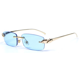 Gafas de Sol Rectangulares Sin Montura UV400 Vintage de Lujo para Hombre y Mujer, Novedades 2025 con Logotipo Personalizado, Gafas de Sol con Marco Metálico Pequeño para Hombre y Mujer - Product Image 4
