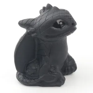 Gemme naturelle Pierre de quartz sculptée à la main cadeau pour enfants cadeau de vacances obsidienne quartz sans dents dragon statue en cristal