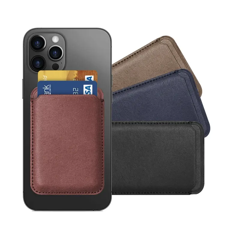Bsci Leverancier Rfid Afbreekbaar Vegan Fiber Lederen Magnetische Credit Card Magnetische Wallet Case Voor Apple Iphone 12 13 Portemonnee