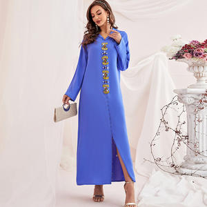 SIPO-vestido musulmán islámico, Muslimah Abaya de 2022, ropa modesto, Kaftan, piedras azul, Burka, Jubah, Mekah, novedad - Product Image 3