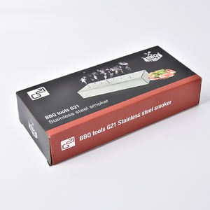 Flip open solid stainless steel wood chips BBQ smoker box gas charcoal grill steel smoker box