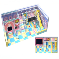 Pavillon de jeu intérieur vintage pour enfants, système de jeux souples tout-en-un avec jeux de rôle et manèges interactifs pour centre de jeux familial