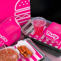 Caja de hamburguesas personalizada, embalaje de patatas fritas, caja de pollo cocido, caja de papel para comida rápida