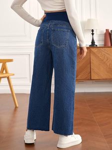 Pantalon de travail ample et confortable pour femme enceinte, taille élastique ajustable, coupe large, <span class=keywords><strong>jean</strong></span> de <span class=keywords><strong>grossesse</strong></span> - Product Image 6