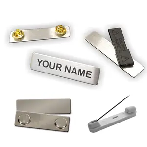 Custom Blank Sublimation Brand Logo Stainless Steel Metal Business Employee School Golf Name Tags Sticker Badge Magnet Name Tag