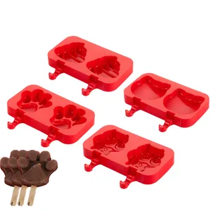 Gadget dapur silikon kelas makanan DIY anti-lengket buah warna-warni es coklat cetakan kue dengan penutup