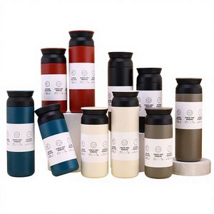 Bouteille isotherme à double paroi en acier inoxydable 304, style japonais, avec couvercle plat, 350 ml et 500 ml, cadeau d'entreprise personnalisé - Product Image 1
