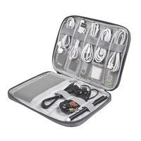 Tas penyimpanan headset hard disk portabel, tas penyimpanan headset hard disk digital aksesori elektronik kabel Data portabel Gadget perjalanan lapisan ganda