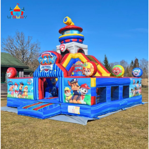 Comercial PVC mármol perrito patrulla inflable Castillo tobogán combinado para alquiler - Product Image 1