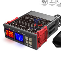 Thermostat de contrôle de température et d'humidité LED OEM / ODM STC-3028 DC12V 24V AC110-220V avec capteur, installation facile
