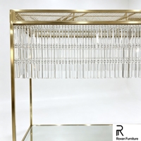 Table de dessert de mariage carrée de luxe en acier inoxydable avec plateau en miroir de cristal suspendu, table à gâteau pour banquet, événement, fête