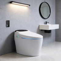 WC intelligent électronique haut de gamme avec capteur de pied, chasse d'eau sans réservoir, cuvette allongée, siphon en S, télécommande