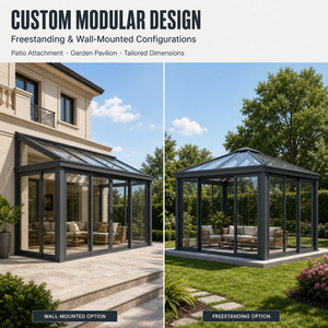 Sur Mesure Luxe Aluminium Verre Véranda Double Vitrage Étanche Extérieur <span class=keywords><strong>Solarium</strong></span> Jardin d'Hiver Maison de Verre pour Jardin - Product Image 6