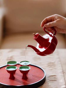 Service à thé en porcelaine Imperial Red Moon Palace - Écologique et durable - Cadeau traditionnel chinois pour mariage et fêtes - Product Image 4