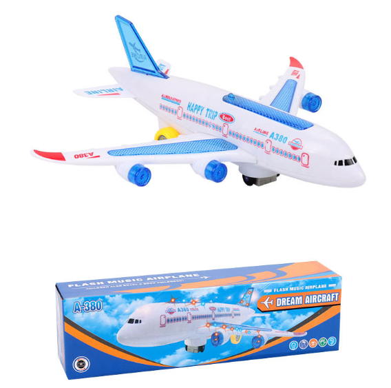 Cheap Price Kids Electric Toy Airplane Flashing Passenger Plane Assemble with LED A380 Airplane Educational Toy