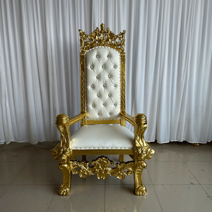 FSDKX chaise de trône de roi en cuir d'or de mariage de prix usine avec l'accoudoir pour la mariée et le marié - Product Image 2