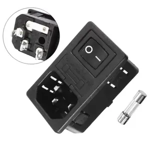 IEC320 C14 3 Pin inlet connector plug 10A 250V power socket with lamp rocker switch 10A fuse holder for medical Equipment