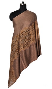 Fine <b>Wool</b> Eye Design Lace Scarf Stole - Product Image 4