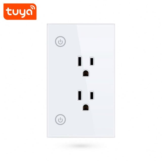 Factory Supply Home Appliance Smart Life App US Version AC110-240V 15A 2CH Tuya WiFi Smart Wall Power Socket QD Smart-SM-PW801