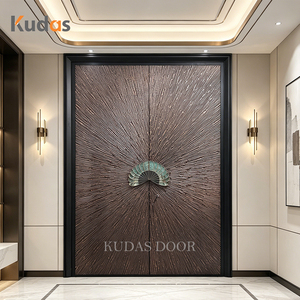 <span class=keywords><strong>Porte</strong></span> d'entrée de sécurité double en aluminium moulé, style Art Déco de luxe, avec poignée sculptée en 3D en forme de paon, pour villa, maison, hôtel - Product Image 1