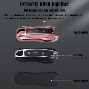 Housse de clé de voiture pour <span class=keywords><strong>Porsche</strong></span> Panamera Spyder Carrera <span class=keywords><strong>Macan</strong></span> Boxster Cayman Cayenne 911 970 981 991, étui de protection pour clé de voiture - Product Image 2