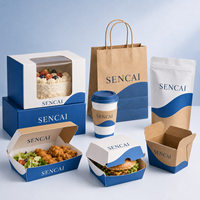 Boîtes à hamburger avec logo personnalisé de qualité alimentaire Kraft enduit de PE imperméable haut de gamme pour cafés camions de nourriture Chewing-gum Sushi aliments pour bébés