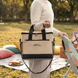Sac isotherme To Koshi de grande capacité en tissu Oxford, sac à déjeuner pour pique-nique avec bandoulière, beige - Product Image 1