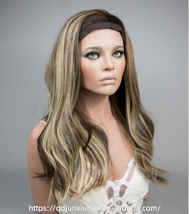 Perruque queue de cheval en <span class=keywords><strong>cheveux</strong></span> humains ondulés, couleur piano, avec mèches blond cendré, sans colle, adaptée aux débutants, fabriquée à la machine, collection automne - Product Image 2