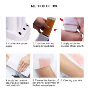 Kit de chauffe-cire dépilatoire ensemble de chauffe-cire 2 en 1 avec 1 machine à <span class=keywords><strong>bandes</strong></span> de cire roulante pour équipement de beauté à usage domestique - Product Image 6