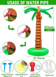 Arroseur gonflable en forme de palmier avec pistolet à eau, jouet aquatique tropical d'extérieur - Product Image 2