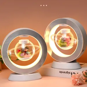 Promotie-En Relatiegeschenken Magnetische Levitatie Drijvende Eeuwige Rozenbloem Led Roterende Slimme Lamp Moederdag Cadeau