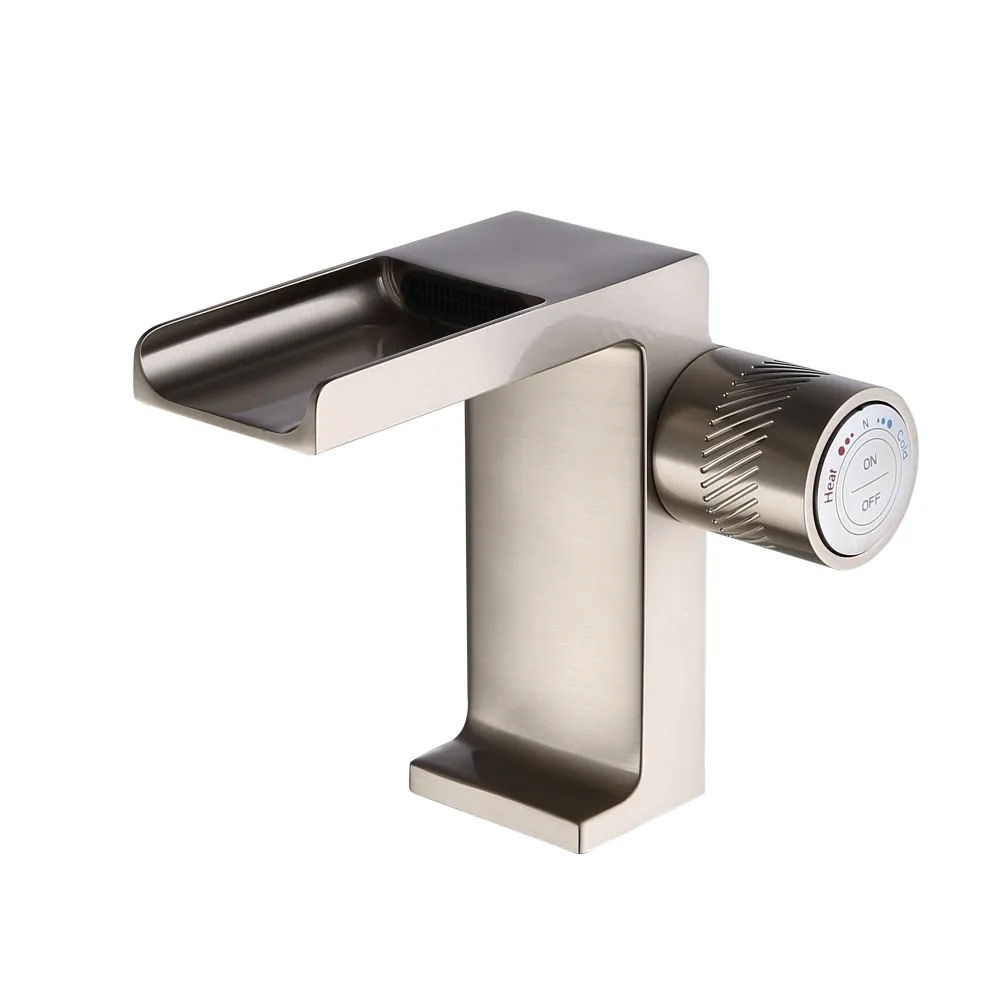 Special Design Brush Nickel Color Deck Mounted Waterfall Basin Tap Faucet One Way for Luxury Villa Bathroom