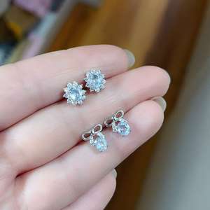 Fábrica al por mayor 925 anillos de promesa de piedras preciosas aguamarina natural de plata esterlina para mujeres - Product Image 2