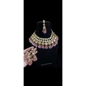 Antique Unique Design Polki <b>Necklace</b> Set Premium Quality Ethnic Style Customized Strand Gold <b>Brass</b> Material Handmade Indian - Product Image 3