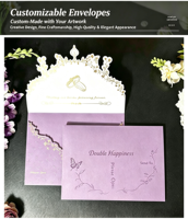 Cartes d'invitation de mariage de style européen, dorées à chaud, gaufrées, découpées, personnalisables