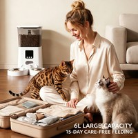 Distributeur de nourriture intelligent à double compartiment pour animaux de compagnie, avec commande à distance Wi-Fi et distribution quantitative programmée pour chiens et chats, contrôle des portions et de la distribution programmée