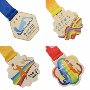 Medaglie Personalizzate in <span class=keywords><strong>Legno</strong></span> per Nuoto, Basket, Maratona e Corsa con Incisione Laser Arcobaleno e <span class=keywords><strong>Nastro</strong></span> Stampato - Product Image 1