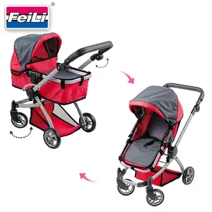 Fei Li 2 in 1 convertible baby deluxe doll pram and stroller with adjustable handle and swiveling wheels doll pram toys