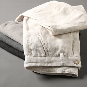 <span class=keywords><strong>Pantaloni</strong></span> Casual da Uomo Personalizzati in <span class=keywords><strong>Lino</strong></span>, Trendy Estivi Sottili <span class=keywords><strong>Slim</strong></span>-Fit a Vita Media Gamba Dritta in Cotone-<span class=keywords><strong>Lino</strong></span> di Alta Qualità - Product Image 1