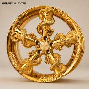 Rines Greenloop de Lujo Personalizados en Forma de Dragón Dorado, Aleación de Aluminio Forjado, de 15 a 22 Pulgadas, Acabado Dorado Brillante para Autos de Alta Gama - Product Image 3