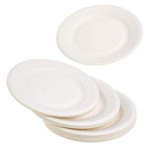 Plato de papel redondo blanco de 8.3 pulgadas, desechable, ligero, blanco limpio, platos pequeños para eventos de catering modernos. - Product Image 3