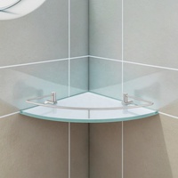 Étagères en verre d'angle d'hôtel de haute qualité articles sanitaires pratiques Triangle mur salle de bain articles de toilette support de rangement en acier inoxydable