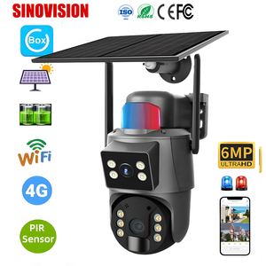 Caméra solaire UBOX 6MP à double objectif, faible consommation d'énergie, capteur PIR, sécurité, PTZ, WIFI, IP, CCTV, solaire, WIFI ou carte SIM 4G - Product Image 1