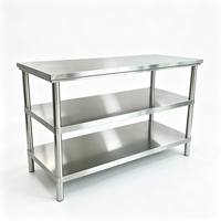 Table de travail en acier inoxydable robuste, support de préparation amovible, plan de travail commercial pour cuisines d'hôtels, restaurants, usines