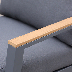 Sofá de exterior conversación de aluminio juegos de jardín de 4 piezas sofá de jardín Reposabrazos de madera moderno - Product Image 5