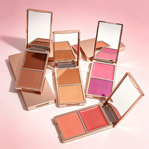 Créez votre logo – Palette de <span class=keywords><strong>blush</strong></span> portable 2-en-1 crème et poudre, multi-couleurs, modulable, fini mat, longue tenue, pour tous types de peau - Product Image 1